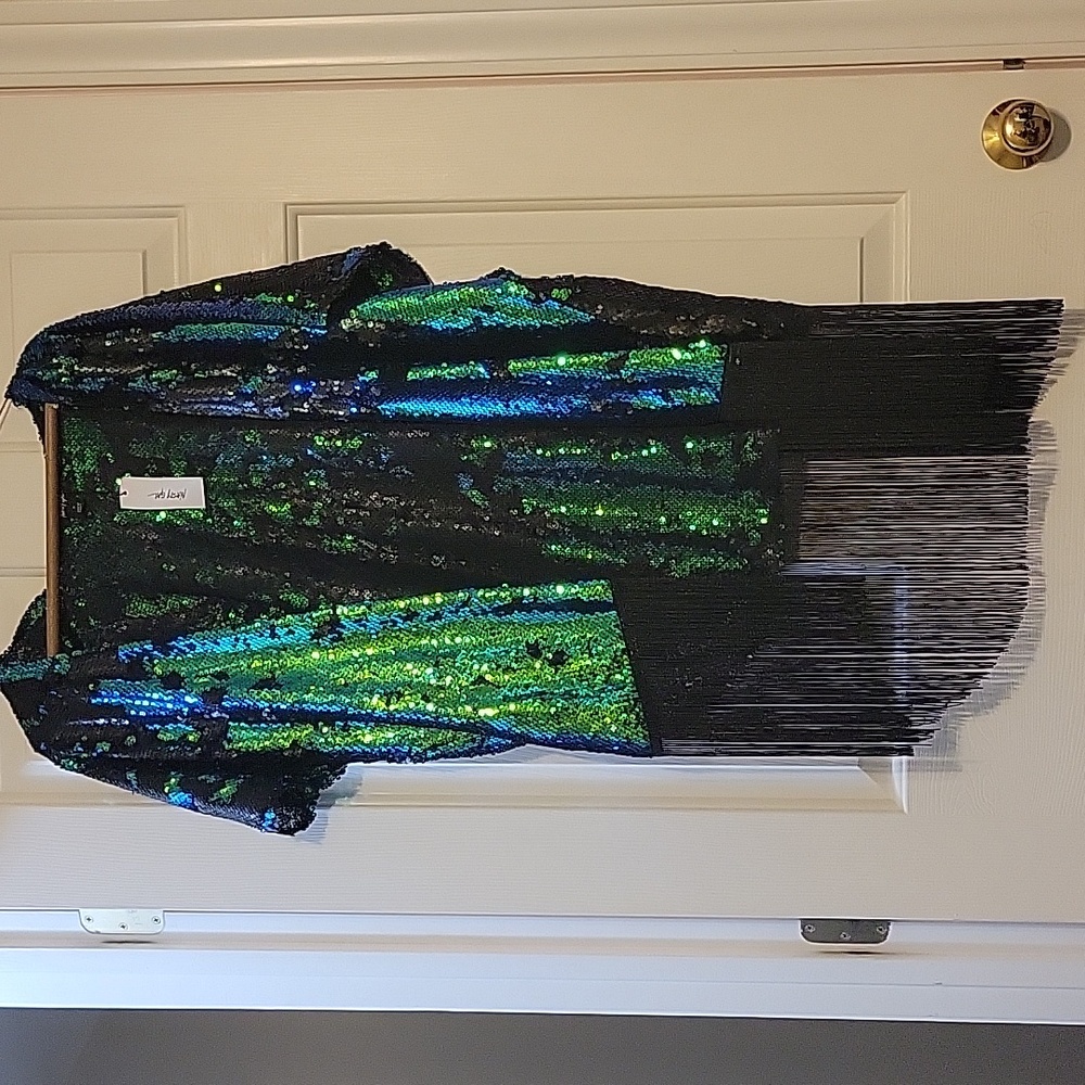 Nasty Gal Contrast Fringe Sequin Kimono size M